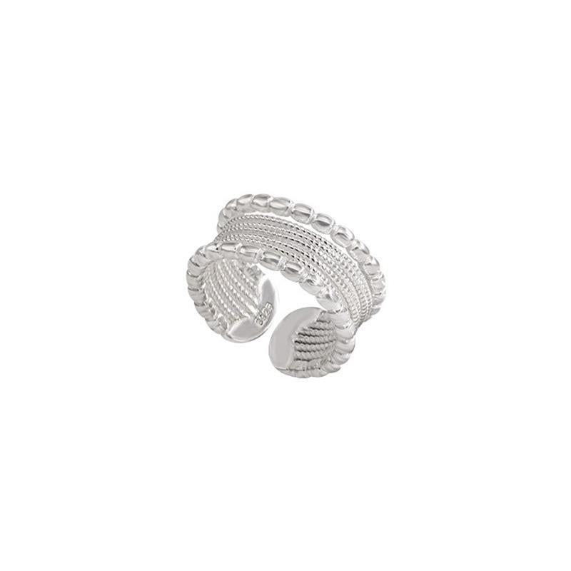 Leicht luxuriöser geflochtener, gedrehter Multilayer-Ring – verstellbar, offenes Design