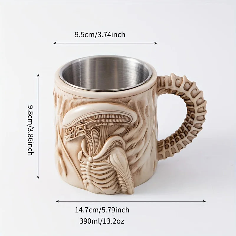 Stück Xenomorph Tasse – 3D Alien Kaffeebecher mit Thermodruck für Zuhause & Büro“