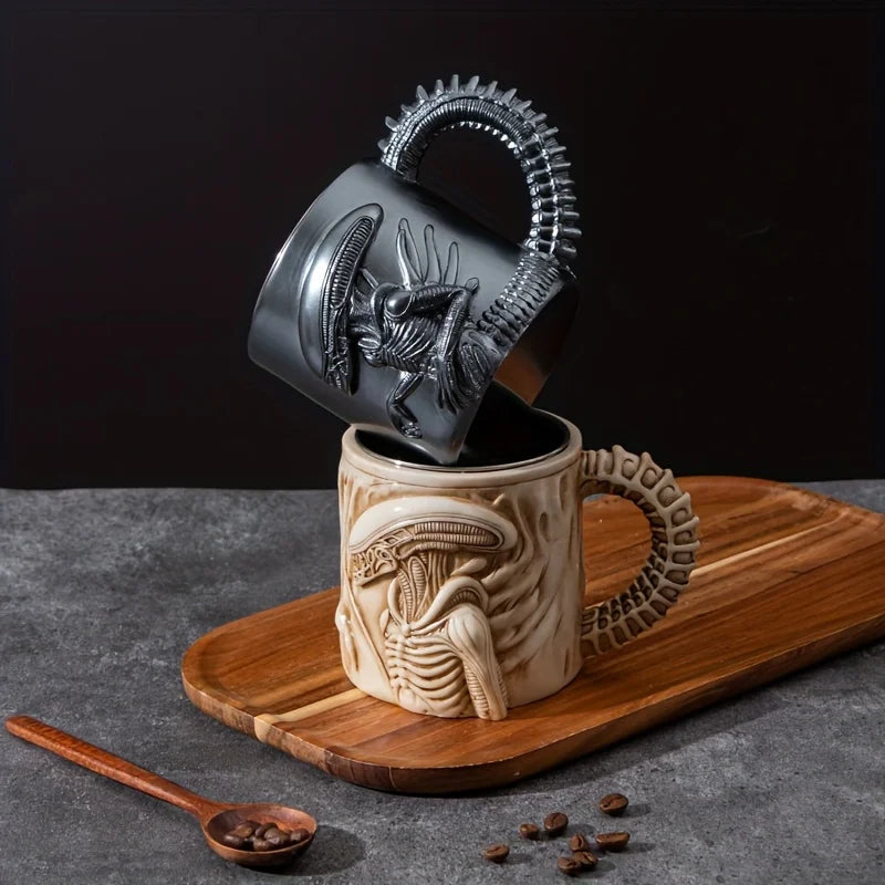 Stück Xenomorph Tasse – 3D Alien Kaffeebecher mit Thermodruck für Zuhause & Büro“