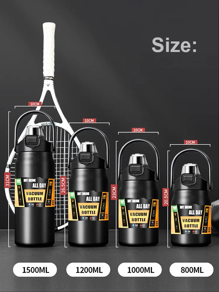 "Outdoor Thermos Trinkflasche – 304 Edelstahl Isolierflasche mit Strohhalm | Hält Getränke kalt & heiß"