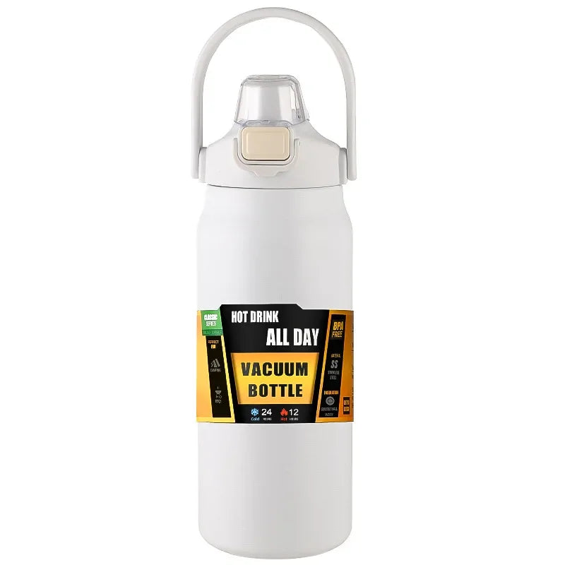 "Outdoor Thermos Trinkflasche – 304 Edelstahl Isolierflasche mit Strohhalm | Hält Getränke kalt & heiß"