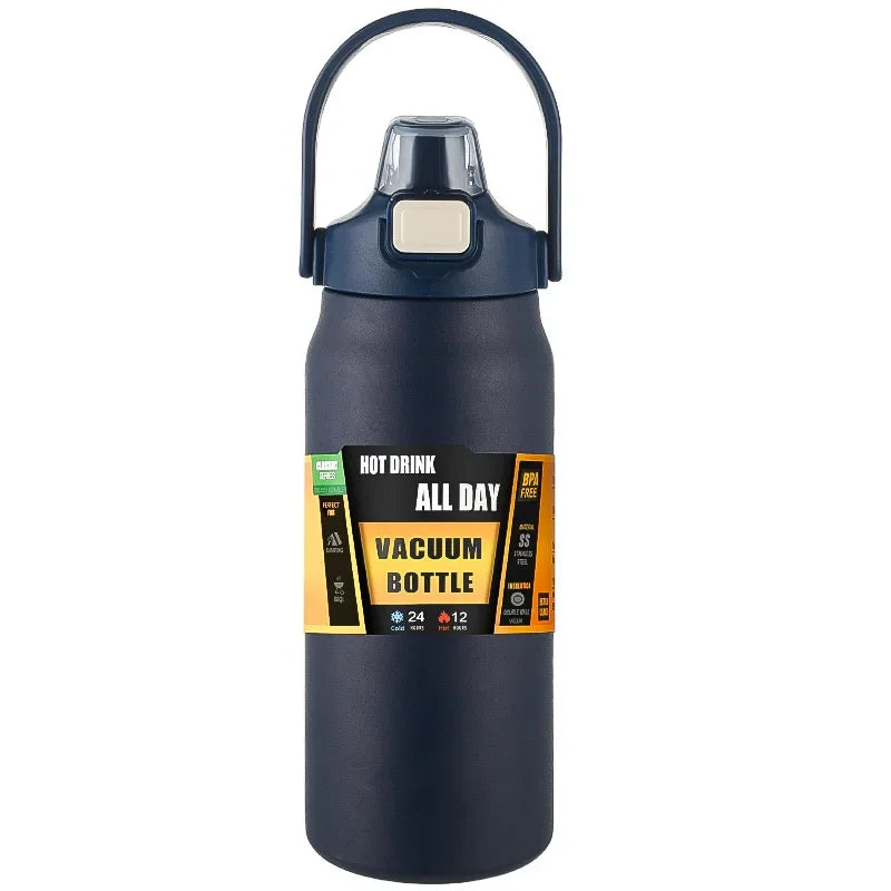 "Outdoor Thermos Trinkflasche – 304 Edelstahl Isolierflasche mit Strohhalm | Hält Getränke kalt & heiß"