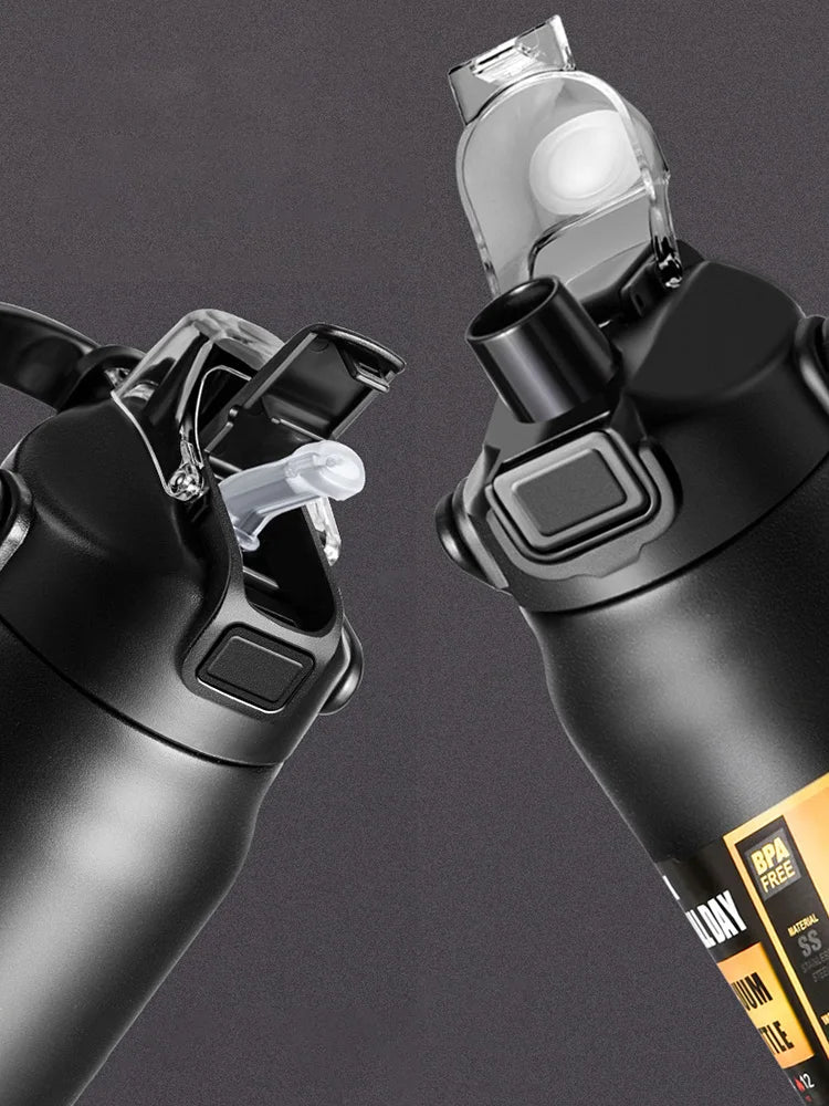 "Outdoor Thermos Trinkflasche – 304 Edelstahl Isolierflasche mit Strohhalm | Hält Getränke kalt & heiß"