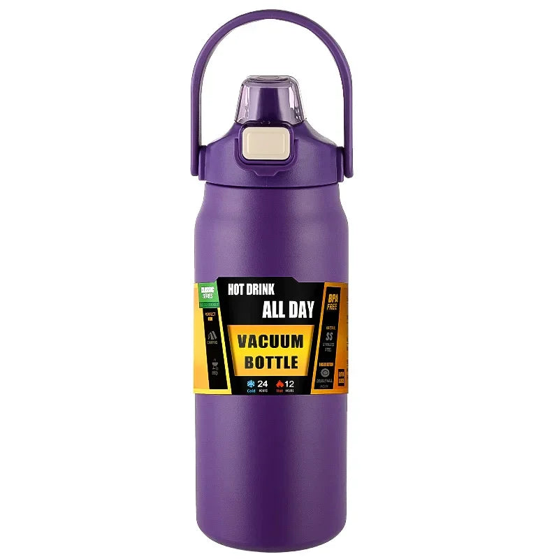 "Outdoor Thermos Trinkflasche – 304 Edelstahl Isolierflasche mit Strohhalm | Hält Getränke kalt & heiß"