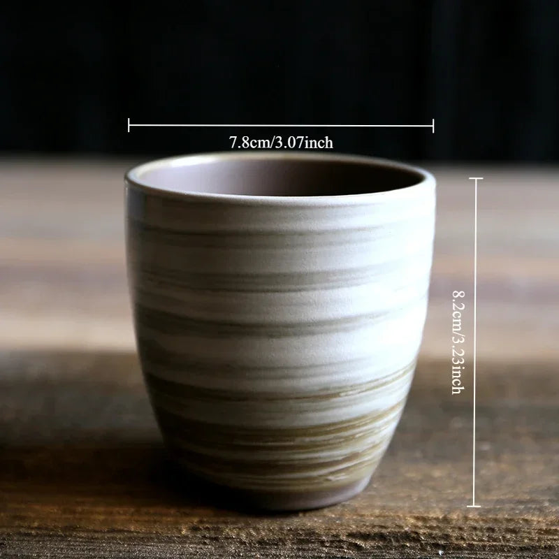 Handbemalter Steinzeug-Becher – Vintage Keramik Tee- & Kaffeetasse, spülmaschinenfest“