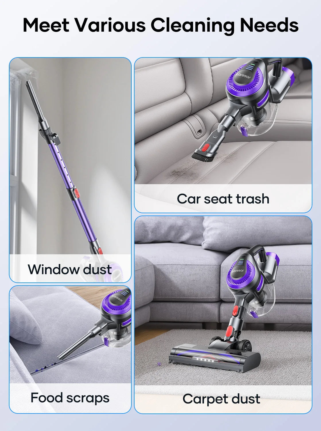 Laresar V10 Lite Kabelloser Handstaubsauger – 38000Pa, 45 Min, für Teppiche & Haare
