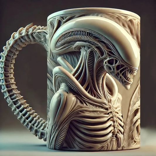 Stück Xenomorph Tasse – 3D Alien Kaffeebecher mit Thermodruck für Zuhause & Büro“
