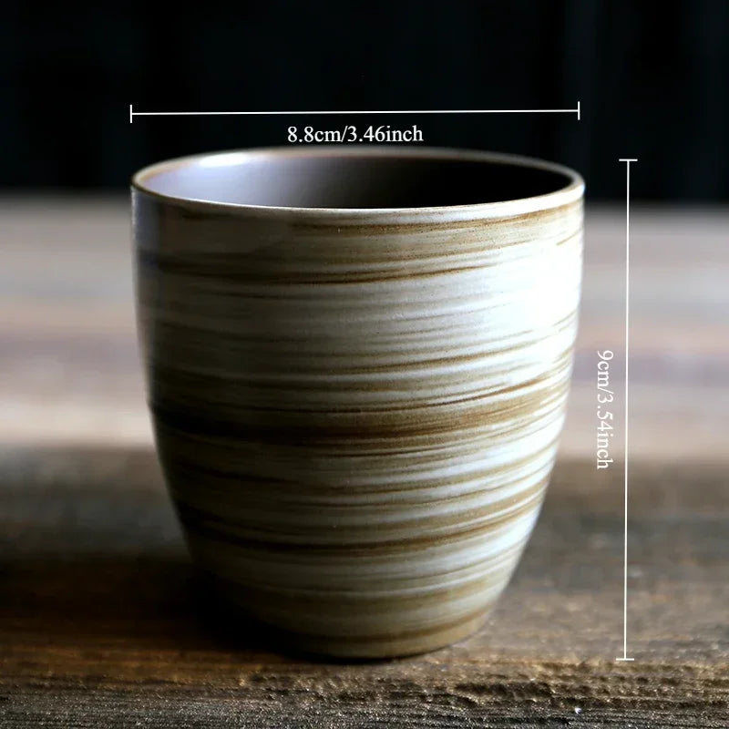 Handbemalter Steinzeug-Becher – Vintage Keramik Tee- & Kaffeetasse, spülmaschinenfest“